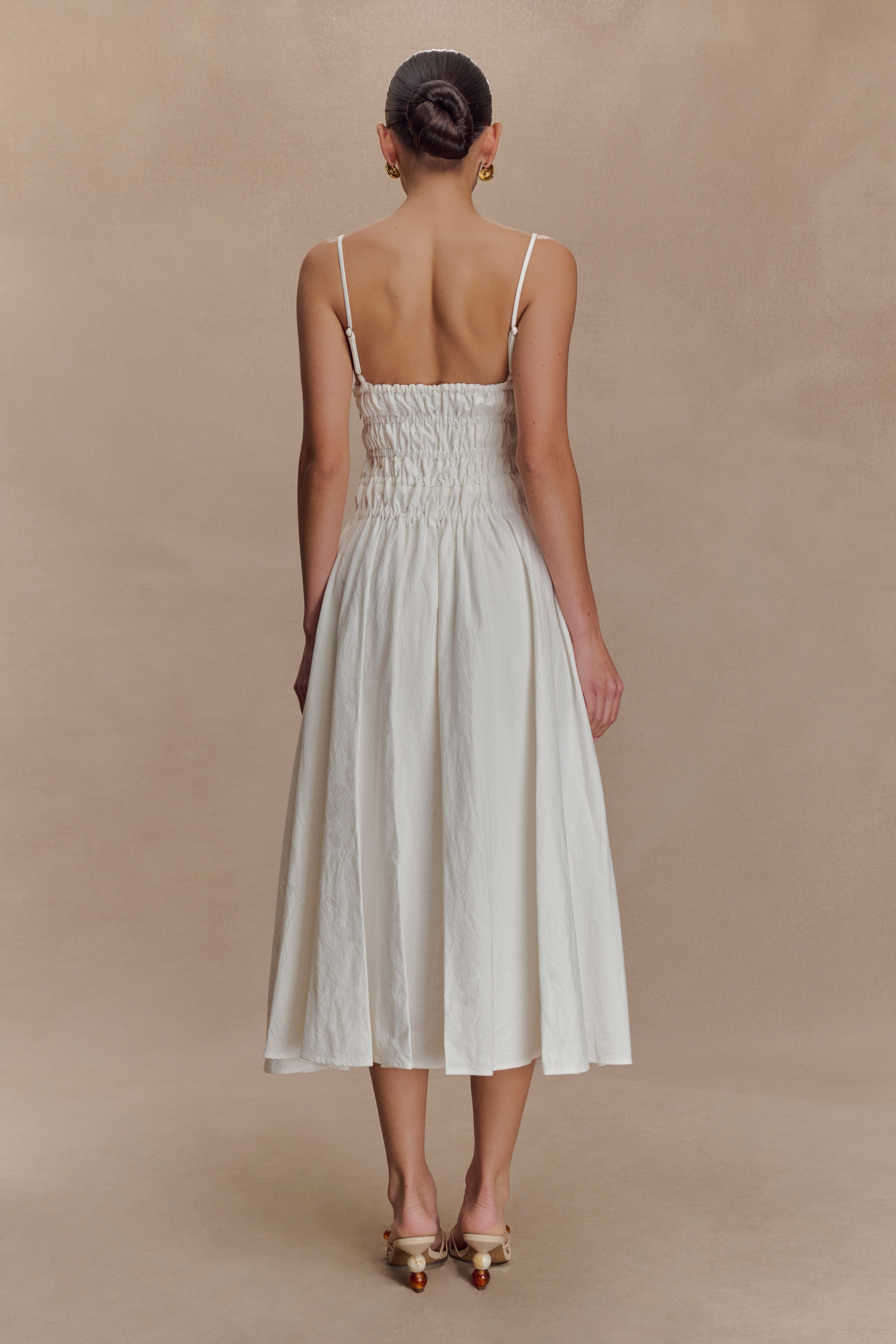 Zaya Shirred Cotton Midi Dress