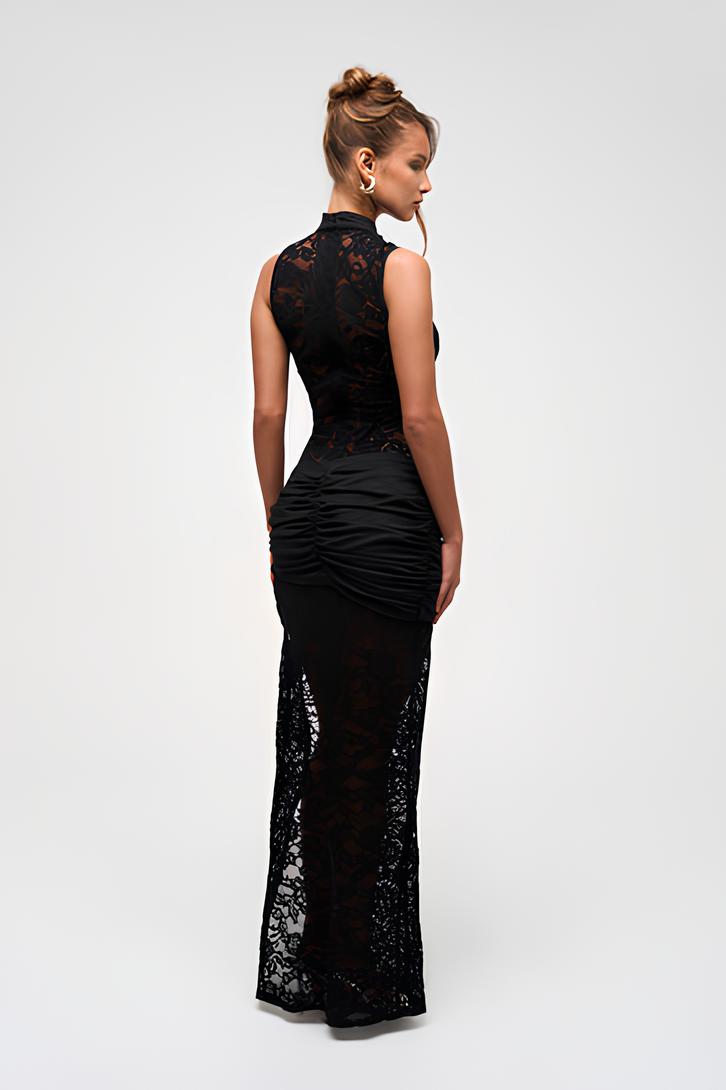 Maxi Lace Dress – Chic Black