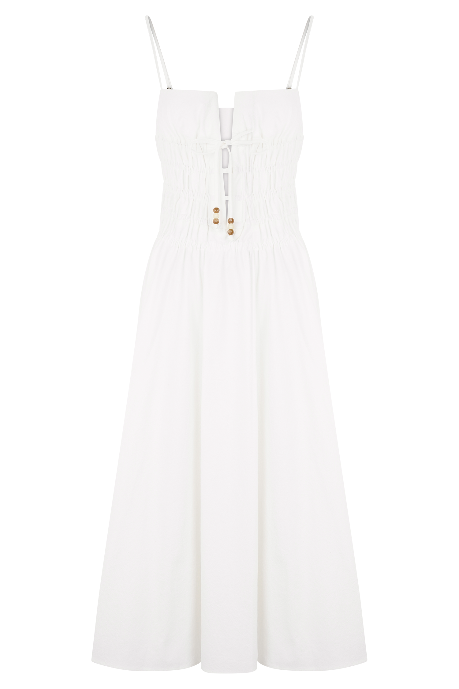 Zaya Shirred Cotton Midi Dress