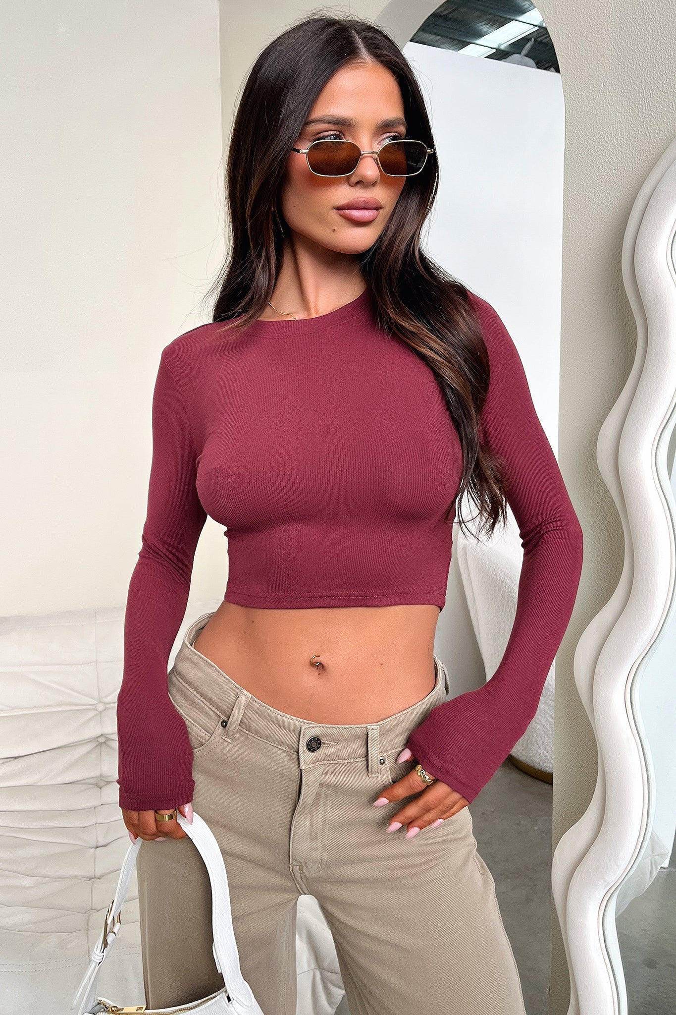 EMERY – Ribbed Long Sleeve Baby Tee