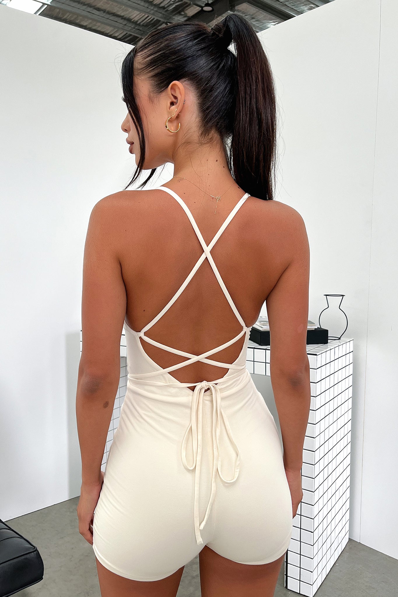 Sage– Backless V-Neck Playsuit